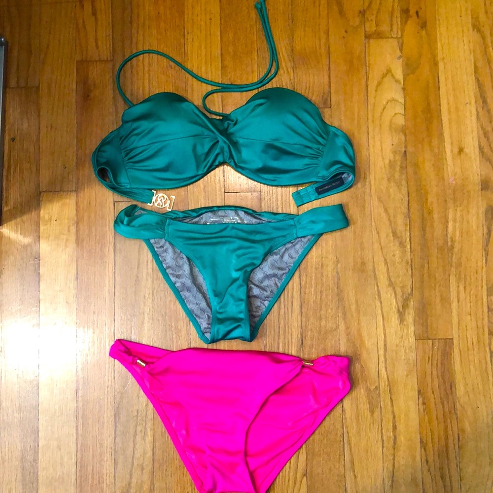 Emerald Green Bikini w/ Extra Hot Pink Bottom
